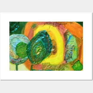 colourful abstract in yellow, green and orange Posters and Art